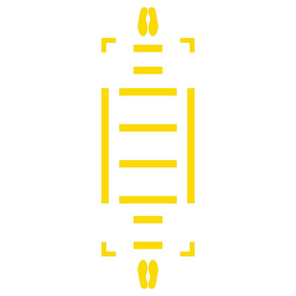 Adhesive Backed Floor Signs; Message Type: Traffic Control; Message/Graphic: Graphic Only; Message or Graphic: Graphic Only; Legend: Footprint Graphic; Material: Vinyl; Legend Color: Yellow; Color: Yellow; Shape: Rectangle