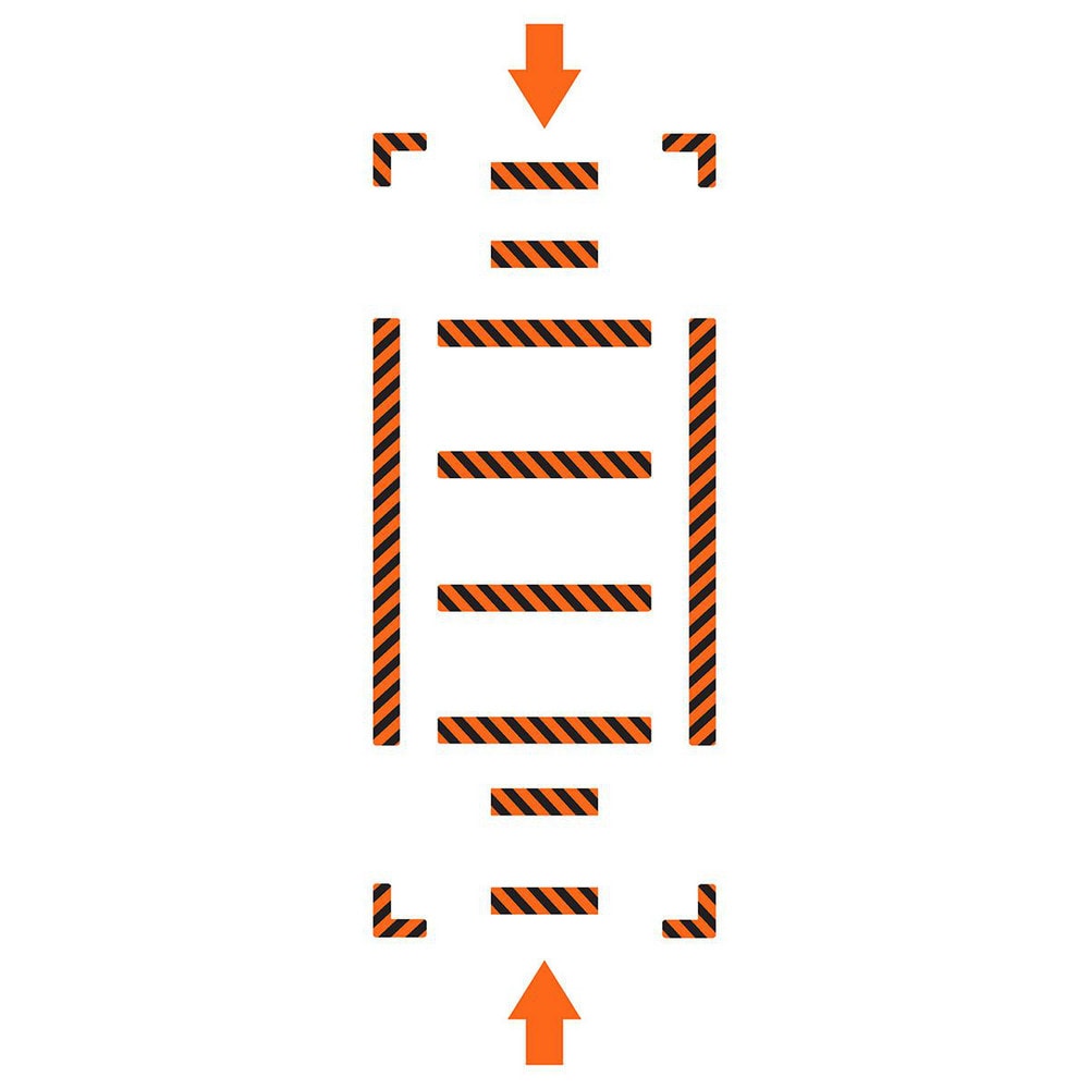 Adhesive Backed Floor Signs; Message Type: Traffic Control; Message/Graphic: Graphic Only; Message or Graphic: Graphic Only; Legend: Arrow Graphic; Material: Vinyl; Legend Color: Orange; Color: Black, Orange; Shape: Rectangle