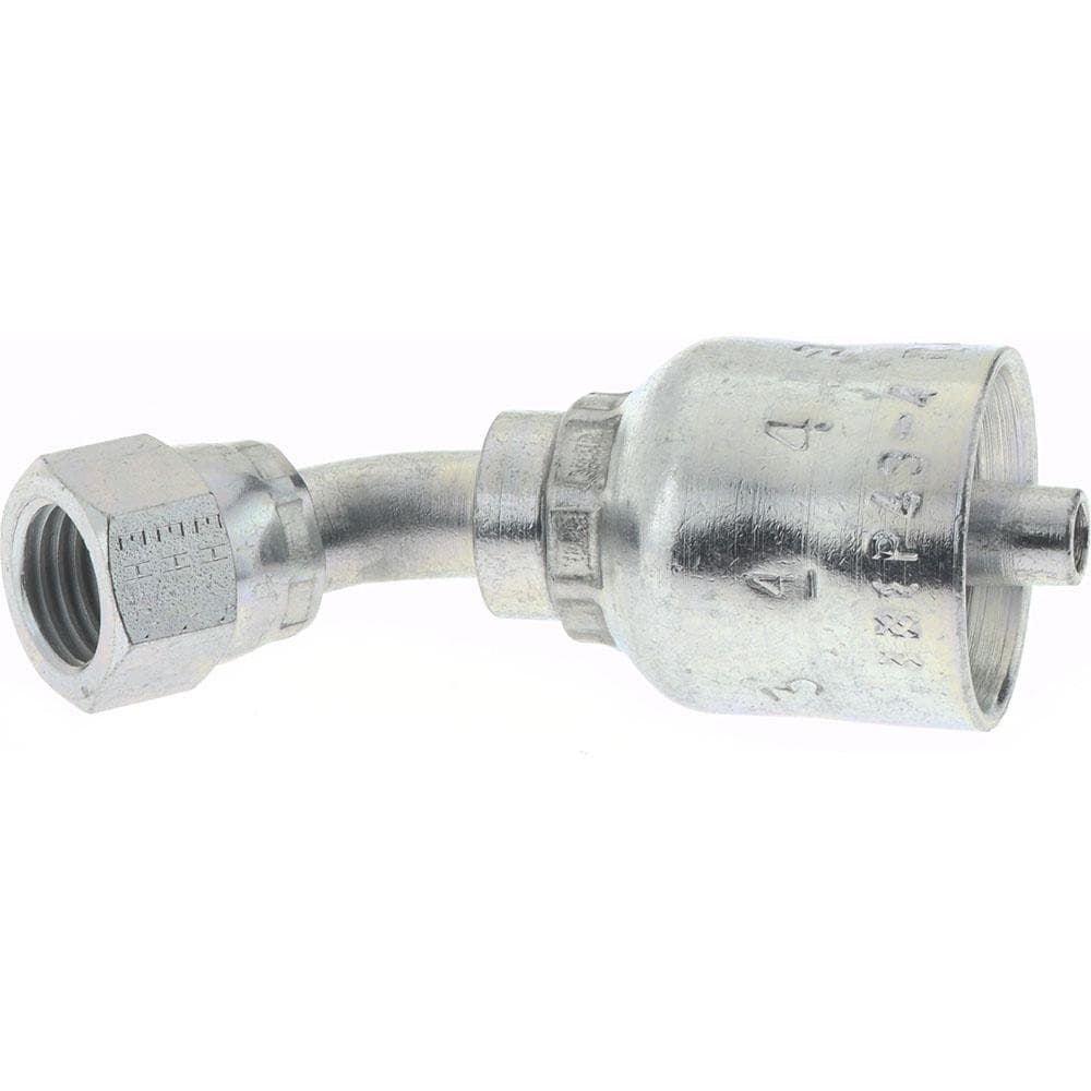 Hydraulic Hose Female SAE 45 ° Swivel Fitting: 0.5" ID, 8 mm, 7/8-14