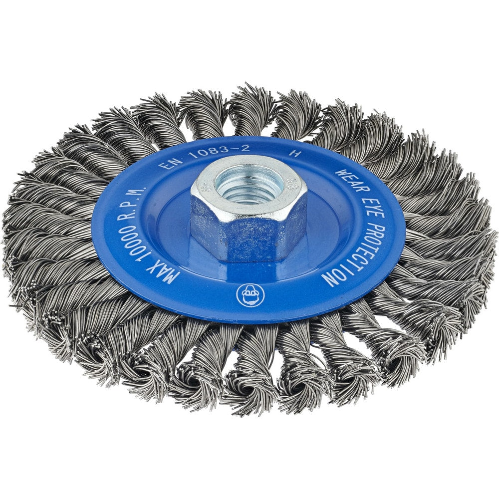 Wheel Brush: 5" Wheel Dia, 1/4" Face Width, 0.0200" Wire Dia, Crimped