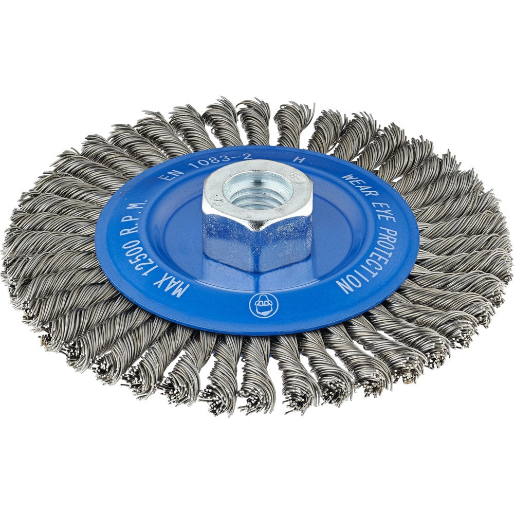 Wheel Brush: 6" Wheel Dia, 1/4" Face Width, 0.0200" Wire Dia, Crimped