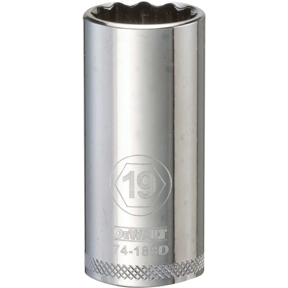 Deep Hand Socket: 3/8" Drive, 19.00 mm Socket, 12-Point