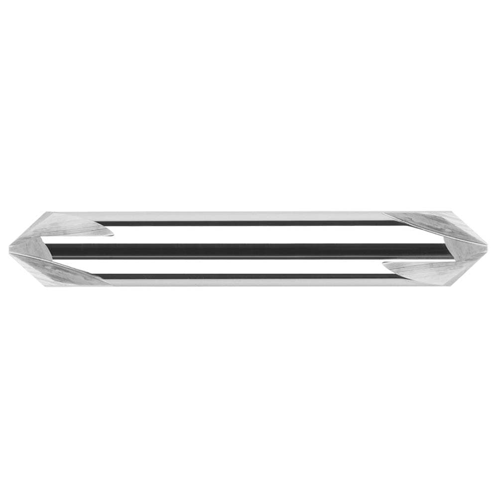 Chamfer Mill: 1/4" Dia, 1/4" Shank Dia, 4 Flute, Solid Carbide, Double End