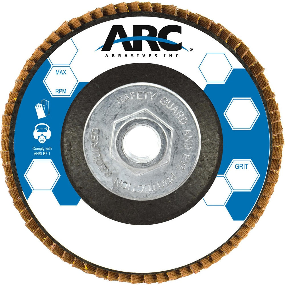 Flap Disc: 4-1/2" Dia, 5/8-11" Hole, 80 Grit, Zirconia Alumina, Type 29