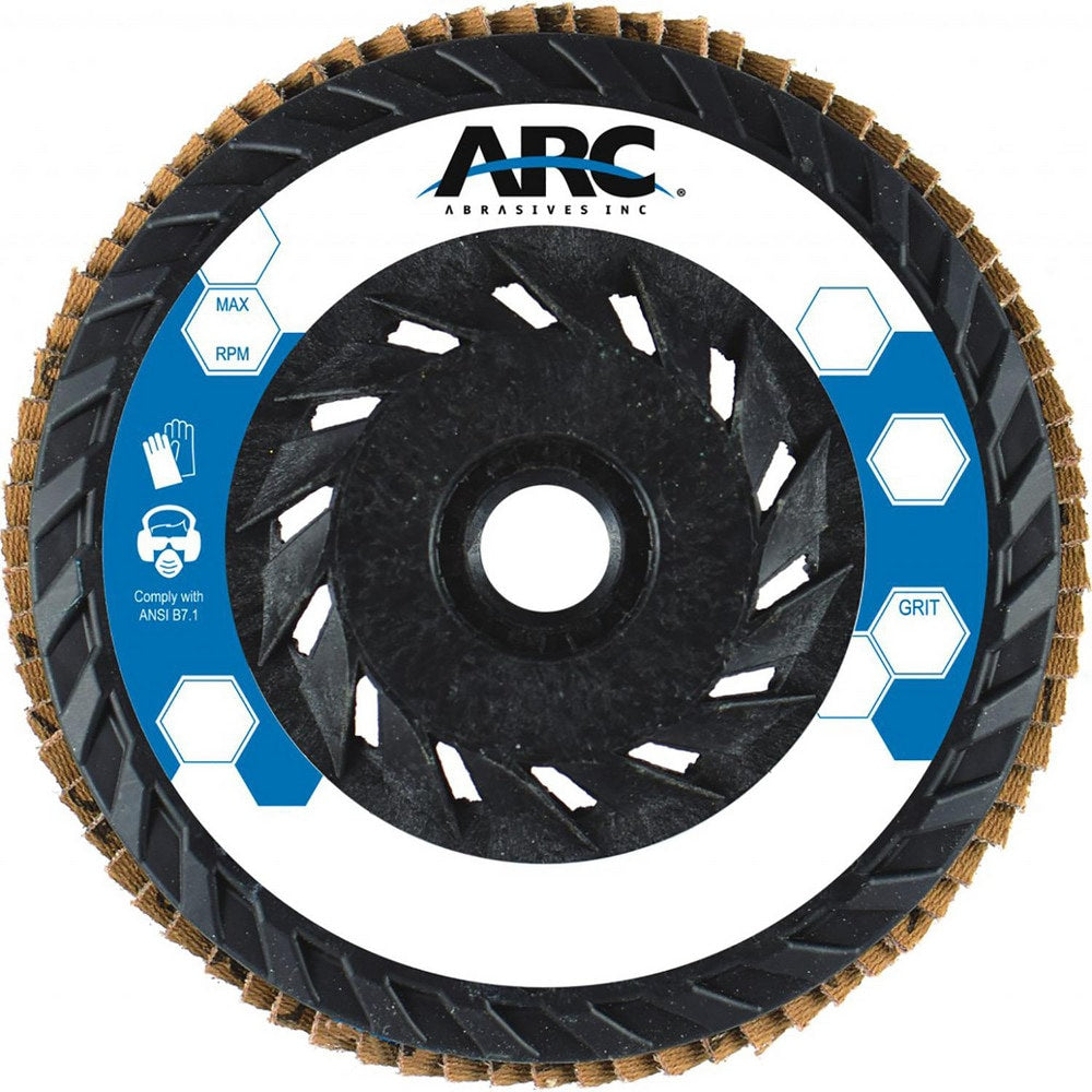 Flap Disc: 4-1/2" Dia, 5/8-11" Hole, 40 Grit, Zirconia Alumina, Type 27