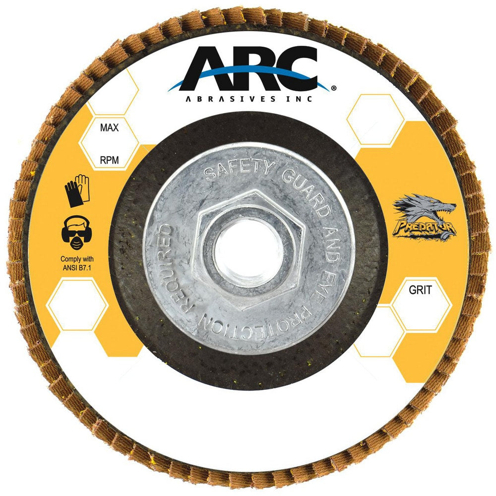 Flap Disc: 4-1/2" Dia, 5/8-11" Hole, 80 Grit, Ceramic Alumina, Type 27