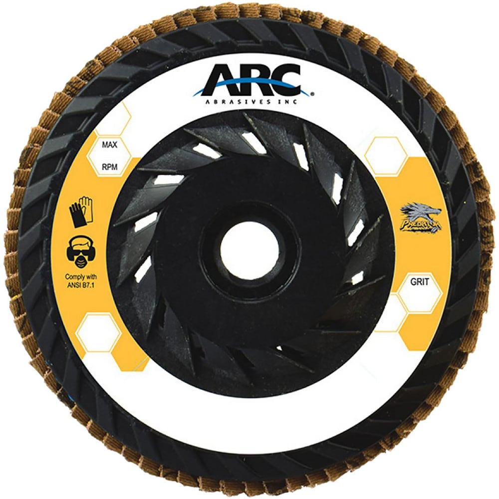 Flap Disc: 4.5" Dia, 5/8-11" Hole, 50 Grit, Ceramic Alumina, Type 29