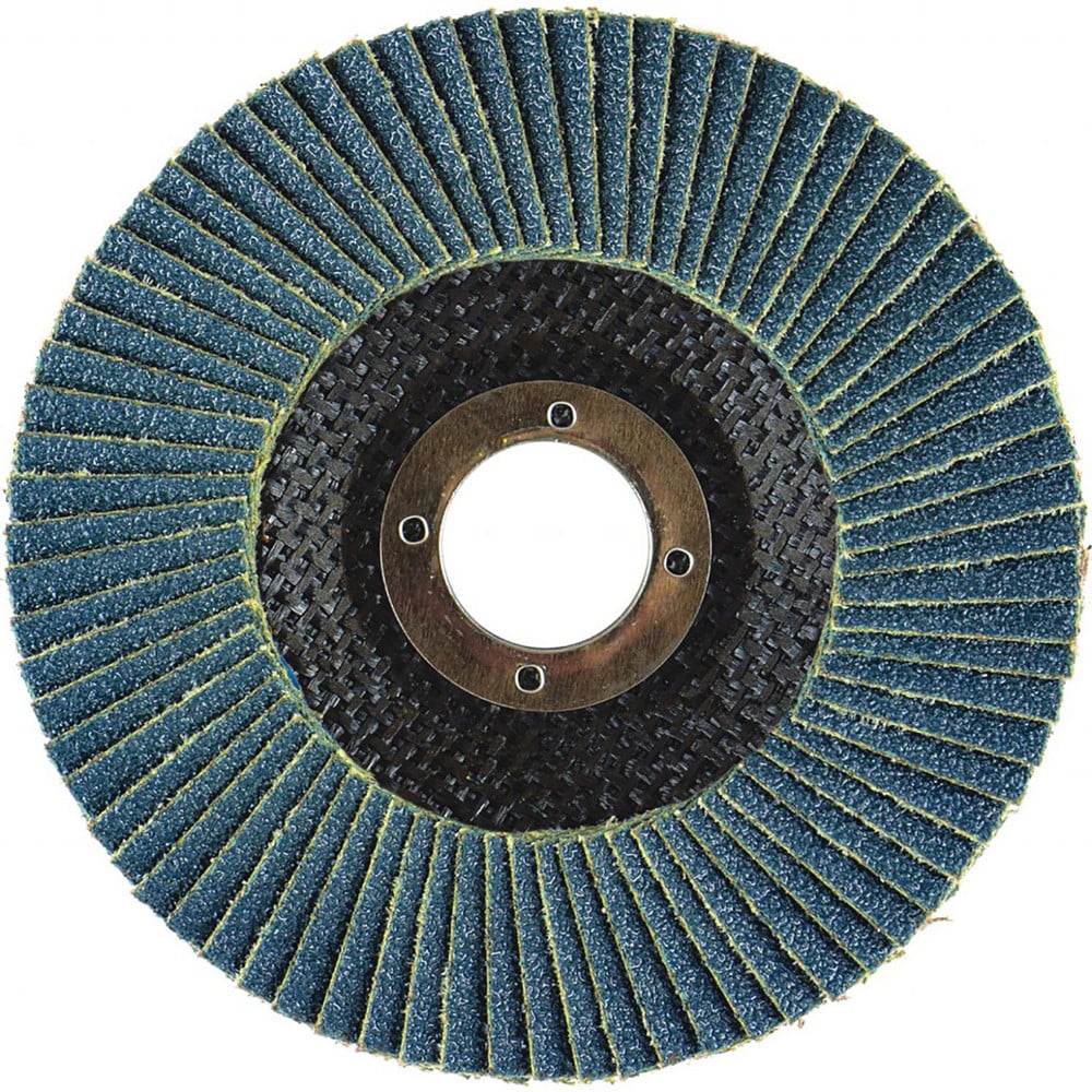 Flap Disc: 4.5" Dia, 7/8" Hole, 80 Grit, Zirconia Alumina, Type 27