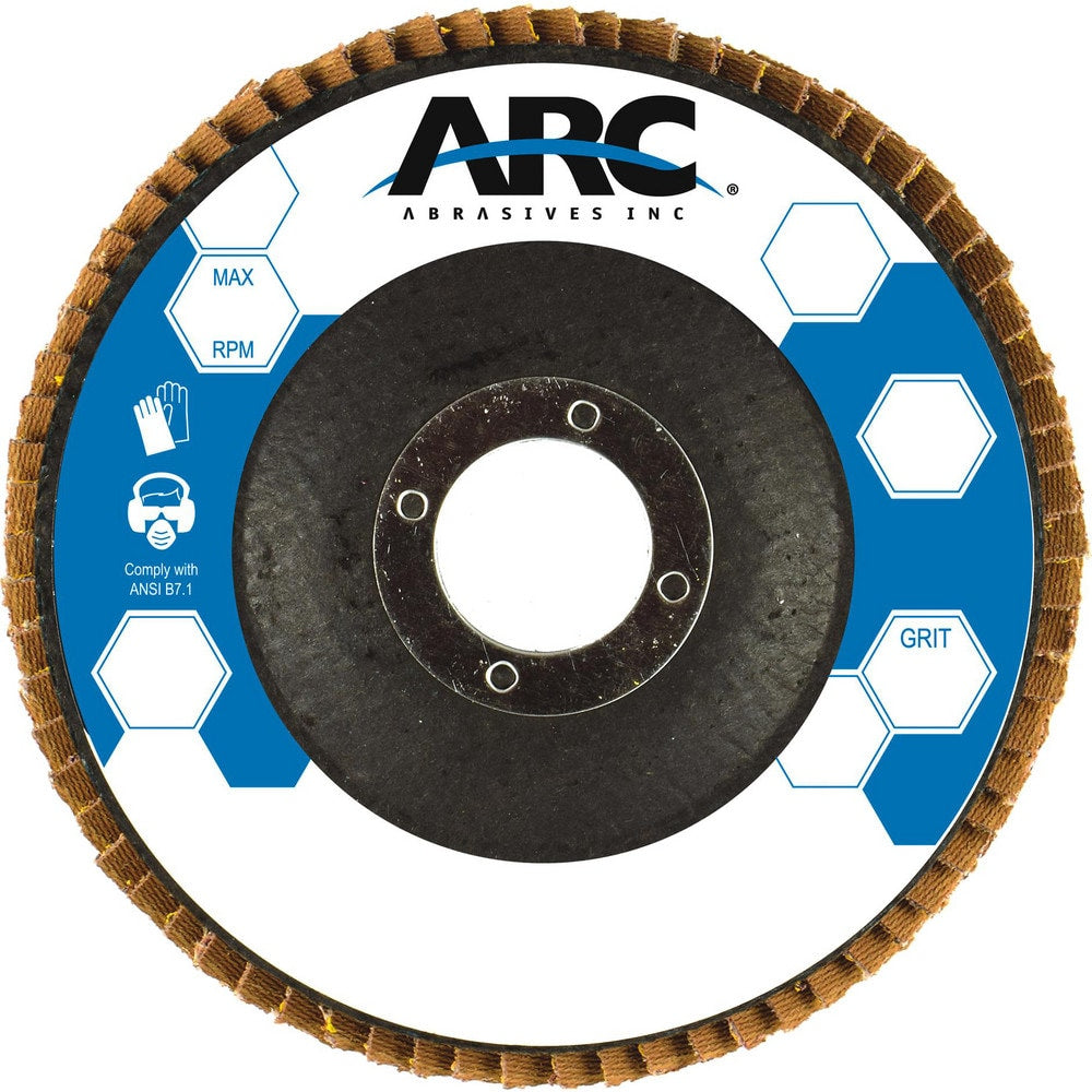 Flap Disc: 4-1/2" Dia, 7/8" Hole, 40 Grit, Zirconia Alumina, Type 29
