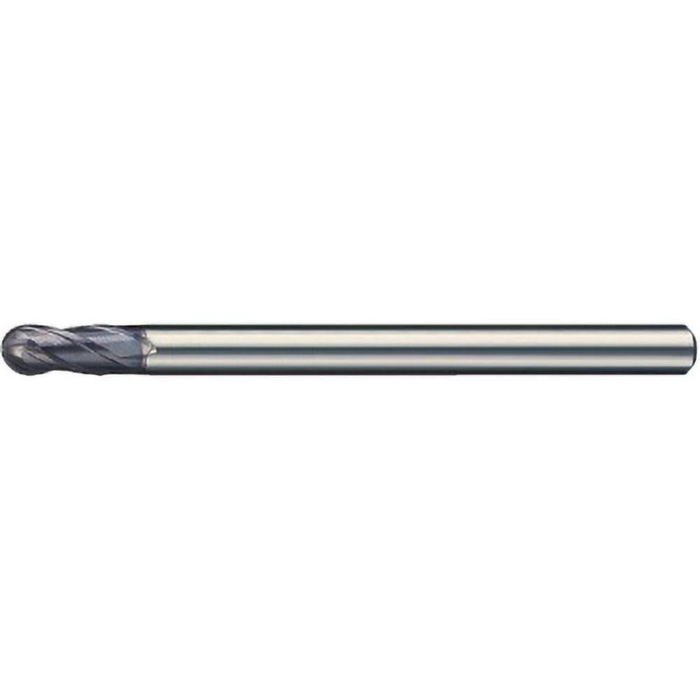 Ball End Mill: 10.00 mm Dia, 18.00 mm LOC, 4 Flute, Solid Carbide