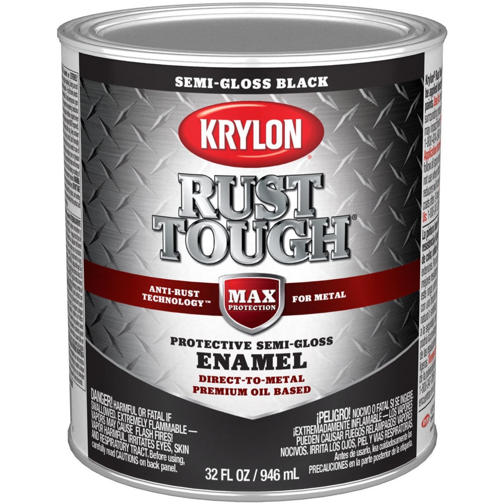 Brush-On & Anti-Rust Paint: 1 qt, Black, Semi-Gloss Finish