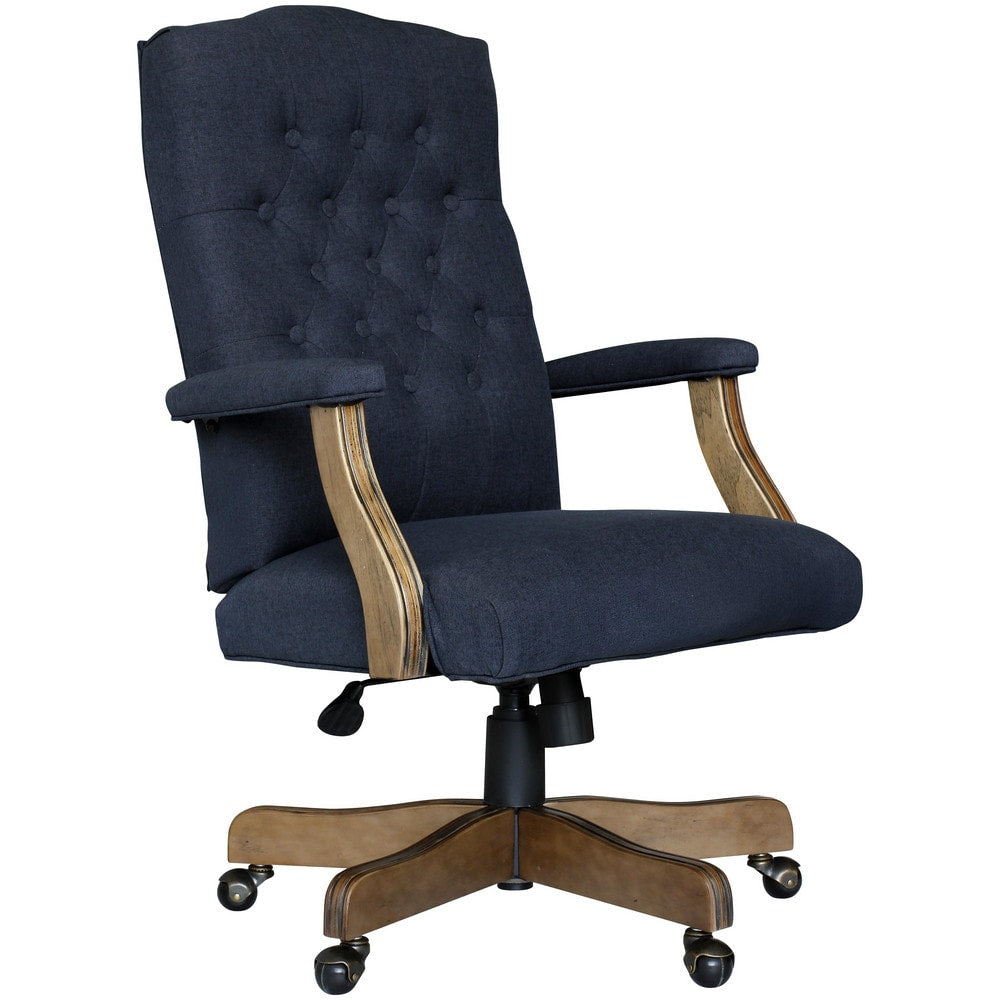 Task Chair: Linen, Adjustable Height, Denim Blue