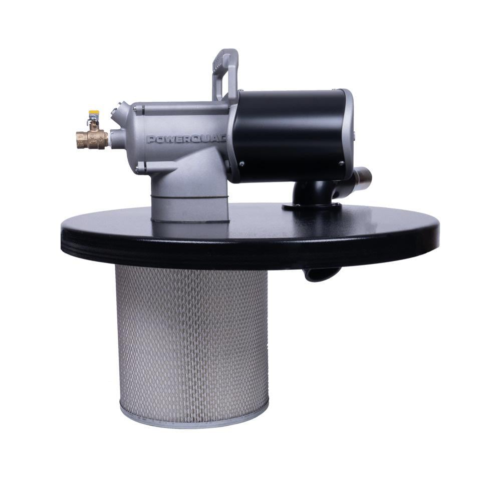 Drum-Top Vacuum Heads; Power Source: Air; Compatible Drum Capacity: 55; Application Type: Wet/Dry Drum Vacuum Head; Filtration Type: Standard; Vacuum Hose Fitting (Inch): 1/2; Vacuum Collection Type: Bagless; Minimum Air Flow: 110; Inlet Air Flow: 60