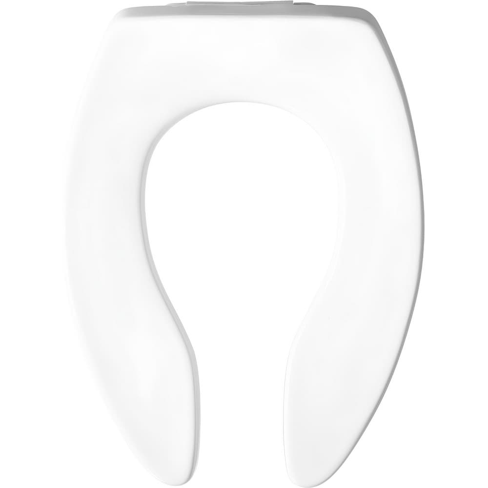 Toilet Seats; Type: Standard, Open; Style: Elongated; Material: Plastic; Color: White; Outside Width: 14.313 in; Inside Width: 7.6250 in; Hinge Design: Stay-Tite;Self-Sustaining Check;Stainless Steel; Length (Inch): 18.38 in