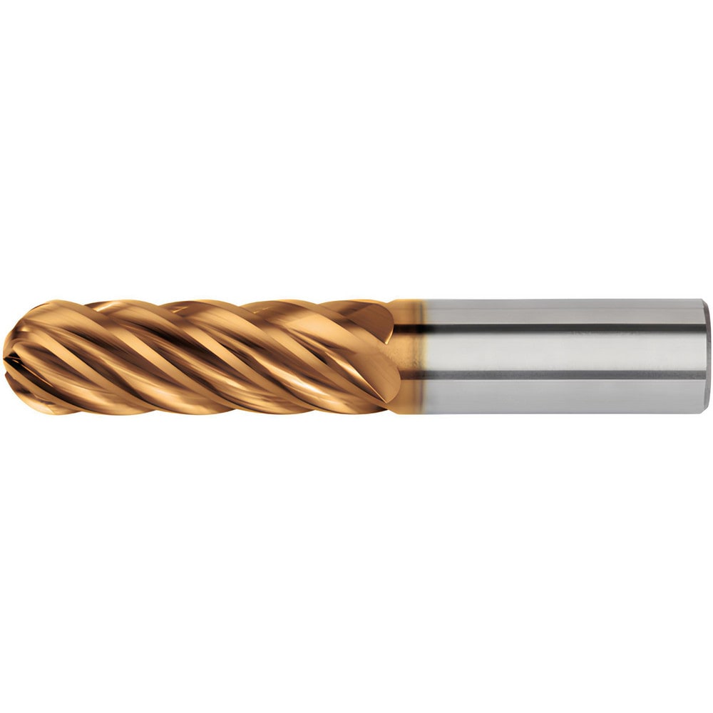 Ball End Mill: 3/4" Dia, 1" LOC, 6 Flute, Solid Carbide