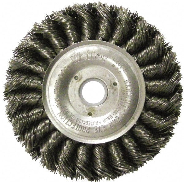 Wheel Brush: 6" Wheel Dia, 1/2" Face Width, 0.0118" Wire Dia, Knotted