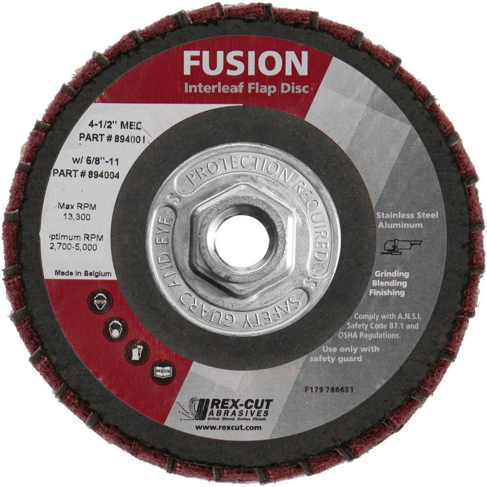 Flap Disc: 4-1/2" Dia, 7/8" Hole, 80 Grit, Aluminum Oxide, Type 27