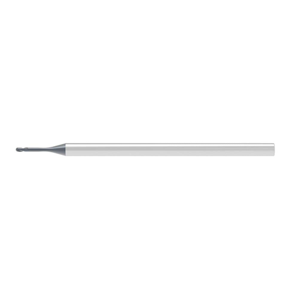 Ball End Mill: 0.20 mm Dia, 0.12 mm LOC, 2 Flute, Solid Carbide