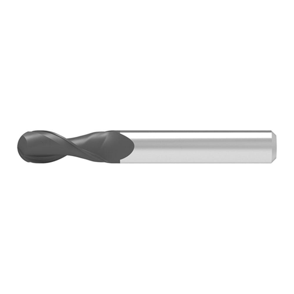Ball End Mill: 2.00 mm Dia, 8.00 mm LOC, 2 Flute, Solid Carbide