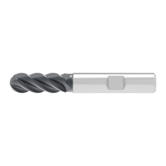 Ball End Mill: 16.00 mm Dia, 32.00 mm LOC, 4 Flute, Solid Carbide