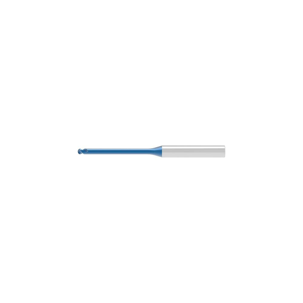 Ball End Mill: 0.50 mm Dia, 0.40 mm LOC, 2 Flute, Solid Carbide