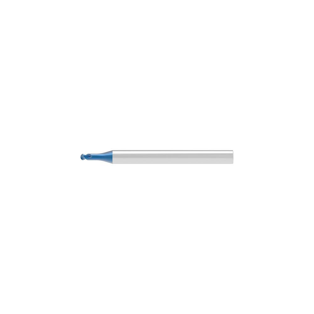 Ball End Mill: 1.50 mm Dia, 1.20 mm LOC, 2 Flute, Solid Carbide