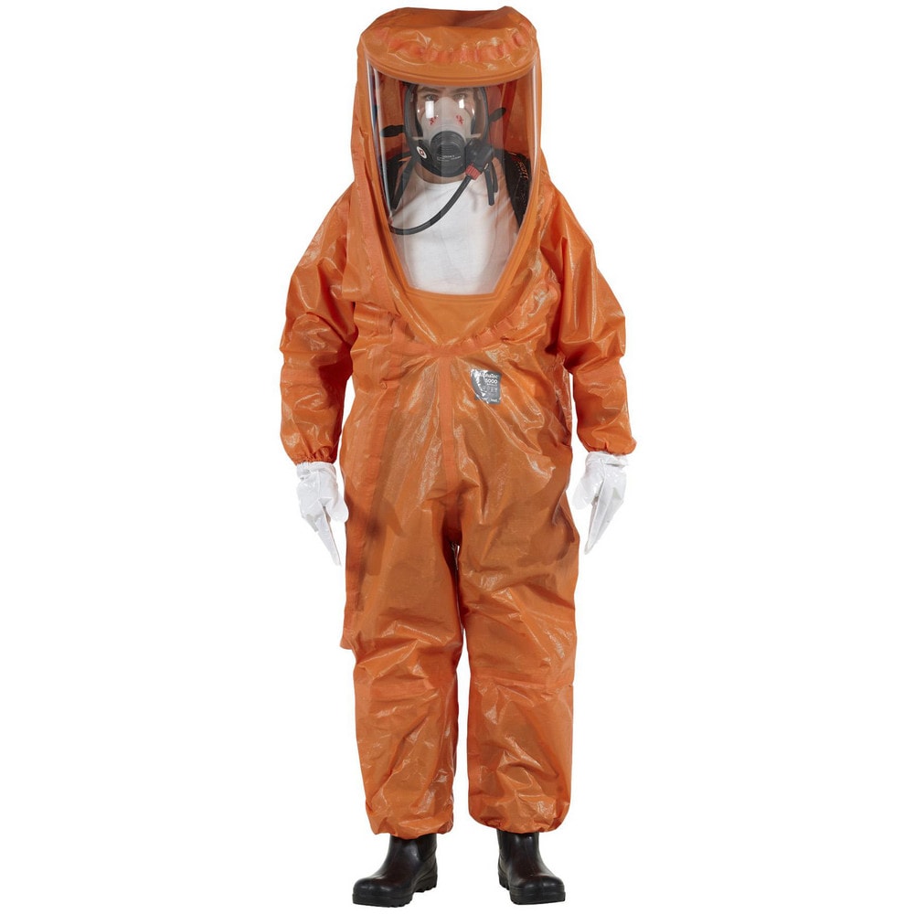 Encapsulated Suits: X-Large, Orange, Multi-Layer Non-Woven Barrier Laminate Fabric, N/AClosure, Taped & Welt, Yes