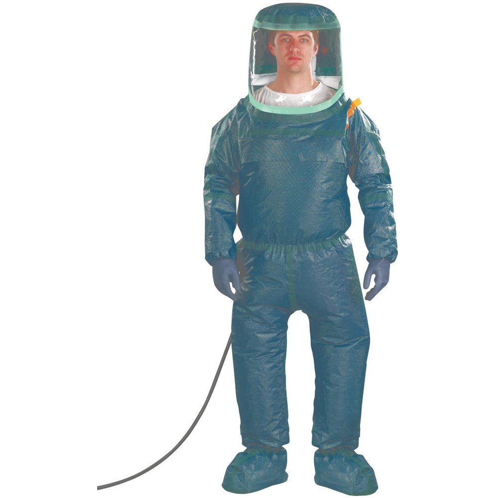 Encapsulated Suits: X-Large, Green, Multi-Layer Non-Woven Barrier Laminate Fabric, N/AClosure, Taped & Welt, Yes
