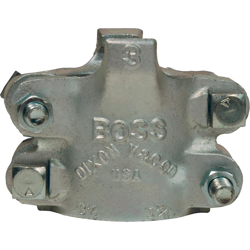 Ground Joint Hose Couplings; Thread Type: Non-Threaded; Type: 4-Bolt Clamp; Material: Plated Iron; Size: 3 in; Style: 4-Bolt Clamp