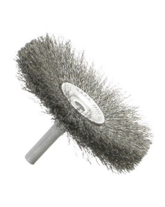 1 1/2″ Diameter × 1/4″ Width, Carbon Steel, 0.008″ Crimped Bristle, Wheel Brush