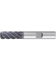 Corner Radius End Mill; 3/4″ Dia. × 1-1/2″ LOC × 3/4″ Shank Dia. × 4″ OAL ; 5 FL ; Carbide ; AlCr ; 1/4″ R