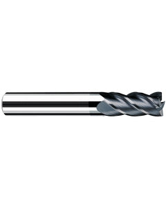 1/4″ Cutting Dia. × 1/4″ Shank Dia. × 1/2″ LOC × 2-1/4″ OAL, 4 Flute, Carbide, Polychrom, Square Endmill, Favora