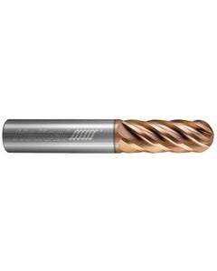 0.375″ Dia. × 0.375″ Shank × 0.5″ DOC × 2″ OAL, TPLUS, 6 Flute, Ballnose End Mill