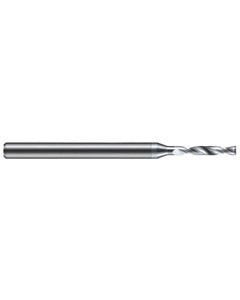 3.175 mm Dia. × 6 mm Shank Dia. × 63 mm OAL × 15 mm LCF, 180 Degrees, 3xD, 2 Flute, Helical Flute, TiB2 Solid Carbide Drills