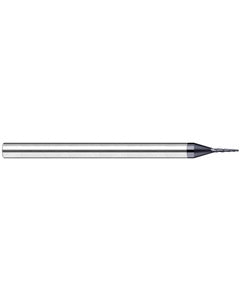 0.045″ Dia. × 1/4″ LOC × 3/16″ Shank Size × 2″ OAL, 3 Flute, 10 Degrees Body Half Taper Angle, Carbide, AlTiN Nano, Ball, Tapered End Mill