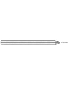 0.045″ Dia. × 1/4″ LOC × 3/16″ Shank Size × 2″ OAL, 3 Flute, 10 Degrees Body Half Taper Angle, Carbide, Uncoated, Ball, Tapered End Mill