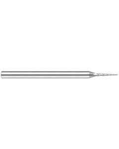 1/64″ Dia. × 0.12″ LOC × 1/8″ Shank Size × 1-1/2″ OAL, 3 Flute, 5 Degrees Body Half Taper Angle, Carbide, Uncoated, Square, Tapered End Mill