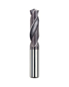 10.2 mm Dia. × 12 mm Shank × 55 mm Flute Length × 102 mm OAL, 3xD, TiAlCN, 2 Flute, Coolant Thru, h6, Cylindrical, Solid Carbide Drill Series/List #NG12