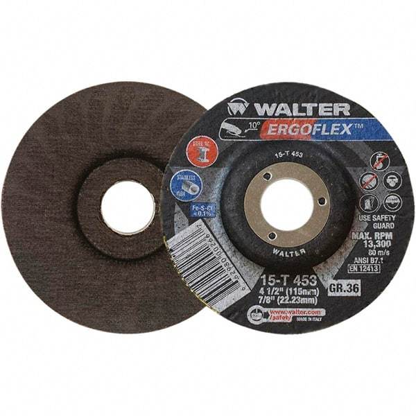WALTER Surface Technologies - Depressed-Center Wheels Wheel Diameter (Inch): 4-1/2 Wheel Thickness (Inch): 3/64 - Eagle Tool & Supply