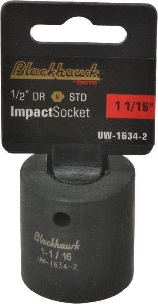 Blackhawk by Proto - 1/2" Drive 1-1/16" Standard Impact Socket - 6 Points, 1-3/4" OAL - Eagle Tool & Supply