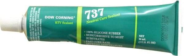 Dow Corning - 3 oz Cartridge Clear RTV Silicone Joint Sealant - -85 to 350°F Operating Temp, 14 min Tack Free Dry Time, 24 hr Full Cure Time, Series 737 - Eagle Tool & Supply