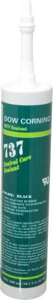 Dow Corning - 10.1 oz Cartridge Black RTV Silicone Joint Sealant - -85 to 350°F Operating Temp, 14 min Tack Free Dry Time, 24 hr Full Cure Time, Series 737 - Eagle Tool & Supply