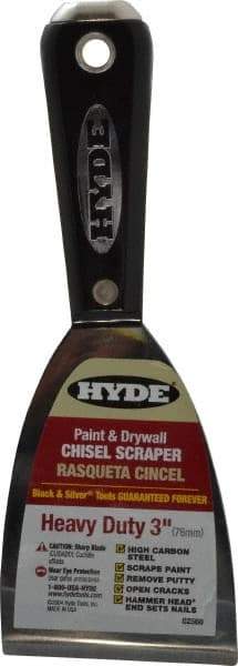Hyde Tools - 3" Wide Carbon Steel Putty Knife - Stiff, Nylon/Hammerhead Handle - Eagle Tool & Supply
