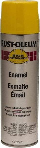 Rust-Oleum - Safety Yellow, 15 oz Net Fill, Gloss, Enamel Spray Paint - 14 Sq Ft per Can, 15 oz Container, Use on Rust Proof Paint - Eagle Tool & Supply