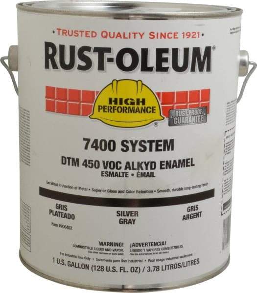 Rust-Oleum - 1 Gal Silver Gray Gloss Finish Industrial Enamel Paint - Interior/Exterior, Direct to Metal, <450 gL VOC Compliance - Eagle Tool & Supply