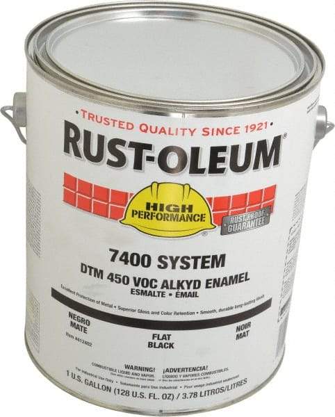 Rust-Oleum - 1 Gal Black Flat Finish Industrial Enamel Paint - Interior/Exterior, Direct to Metal, <450 gL VOC Compliance - Eagle Tool & Supply