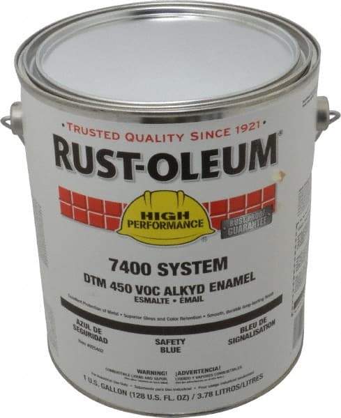 Rust-Oleum - 1 Gal Safety Blue Gloss Finish Industrial Enamel Paint - Interior/Exterior, Direct to Metal, <450 gL VOC Compliance - Eagle Tool & Supply