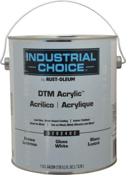 Rust-Oleum - 1 Gal White Gloss Finish Alkyd Enamel Paint - Interior/Exterior, Direct to Metal, <250 gL VOC Compliance - Eagle Tool & Supply