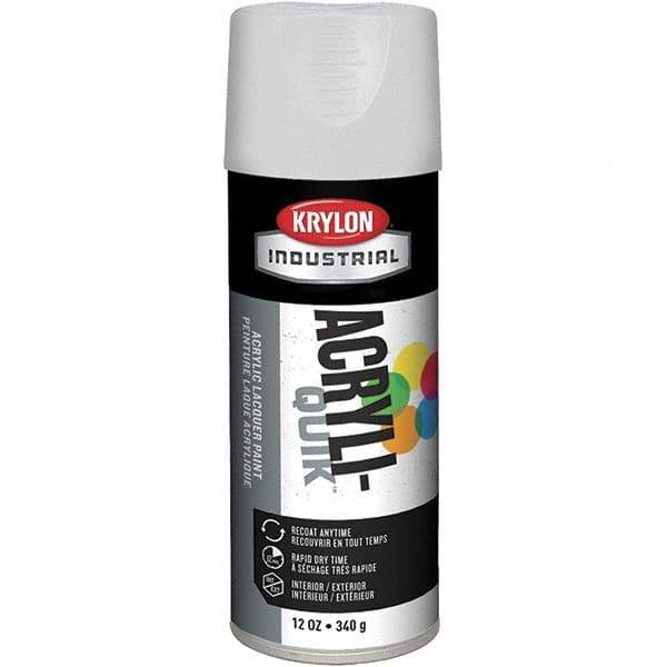 Krylon - White, 12 oz Net Fill, Gloss, Lacquer Spray Paint - 15 to 20 Sq Ft per Can, 16 oz Container, Use on Cabinets, Color Coding Steel & Lumber, Conduits, Drums, Ducts, Furniture, Motors, Pipelines, Tools - Eagle Tool & Supply