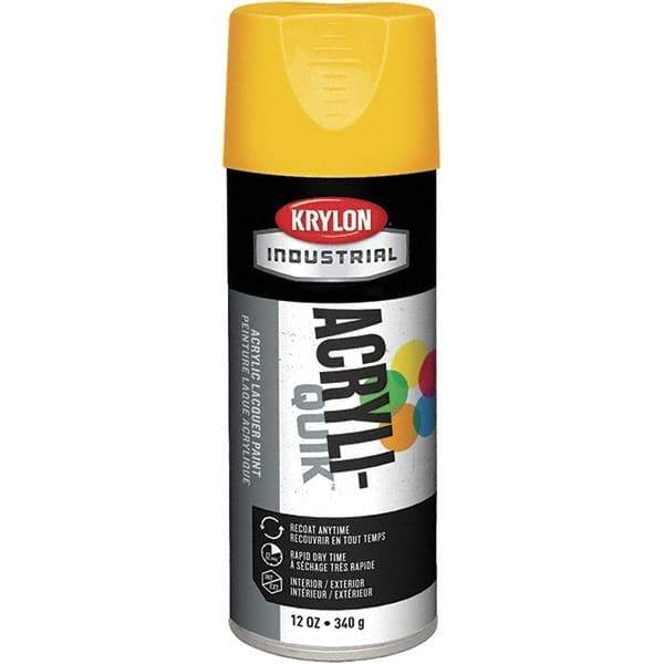 Krylon - OSHA Yellow, 12 oz Net Fill, Gloss, Enamel Spray Paint - 15 to 20 Sq Ft per Can, 12 oz Container, Use on Ceramics, Glass, Metal, Plaster, Wood - Eagle Tool & Supply
